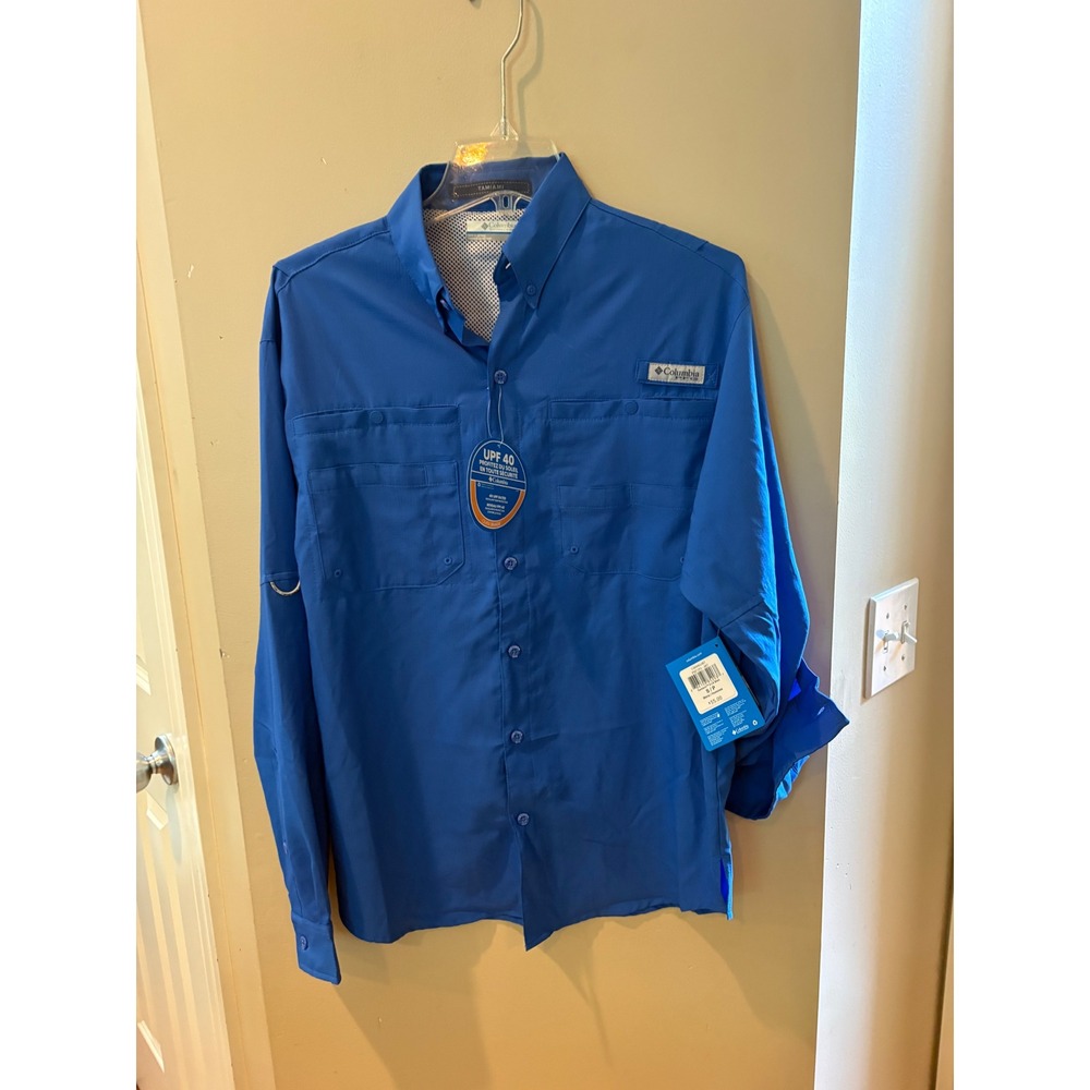 Columbia PFG Tamiami II Blue Long Sleeve Fishing Shirt FM7253-487 Mens Small NEW